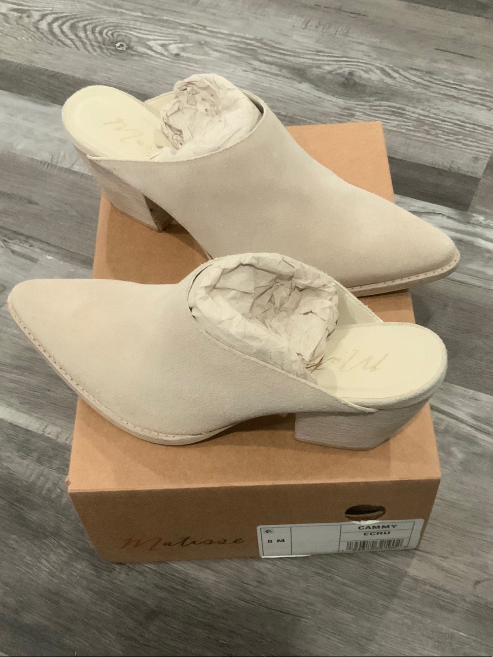 Matisse Cammy Pointed-Toe Slip-On Mules in Ecru Suede